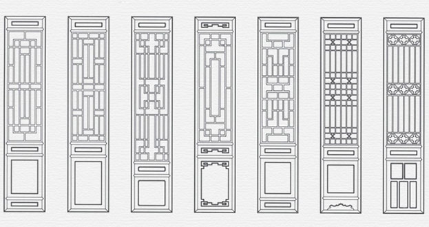 越秀常用中式仿古花窗图案隔断设计图